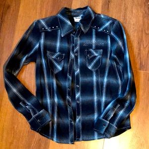 Harley Davidson ladies pearl snap studded top